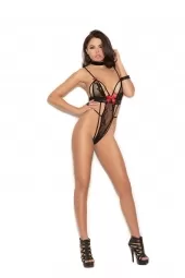 Elegant Moments Lace Teddy Embellished With Bows And A String Back - 1310