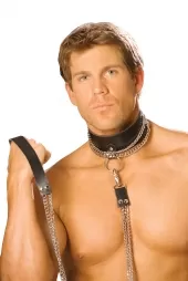 Elegant Moments L9151 Leather Choker With Chain