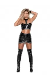 Elegant Moments V5139 Vinyl Halter Top With Underwire Cups