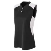 A4 NW3318 Sleeveless Contrast Henley Shirt For Adult Size Female