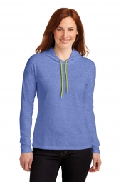 Anvil Ladies 100% Combed Ring Spun Cotton Long Sleeve Hooded T-Shirt. 887L